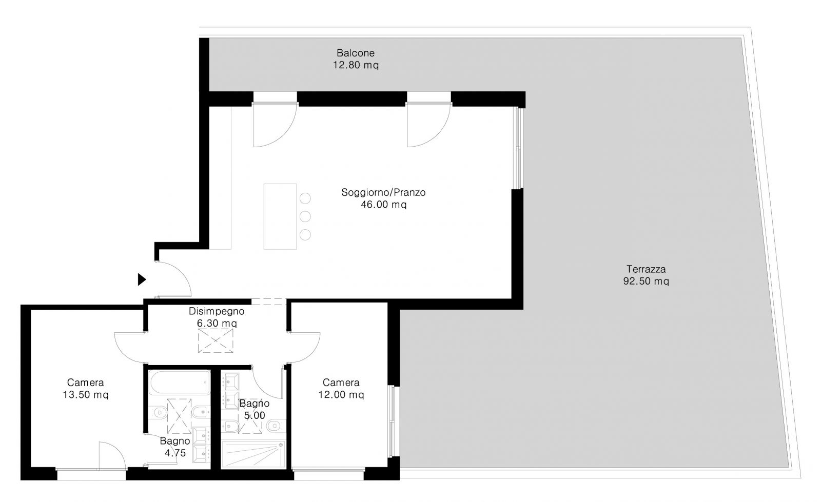 Penthouse - 3.5 Rooms Planimetria